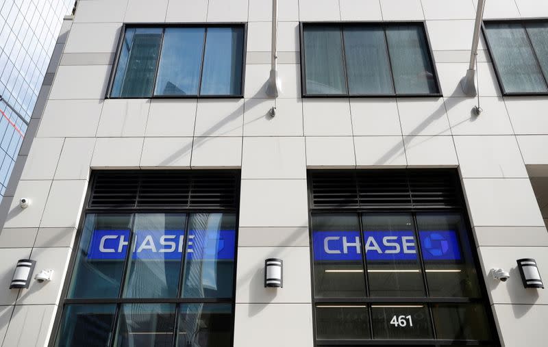 FILE PHOTO: Cameras are seen on the exterior of a Chase Bank branch in New York