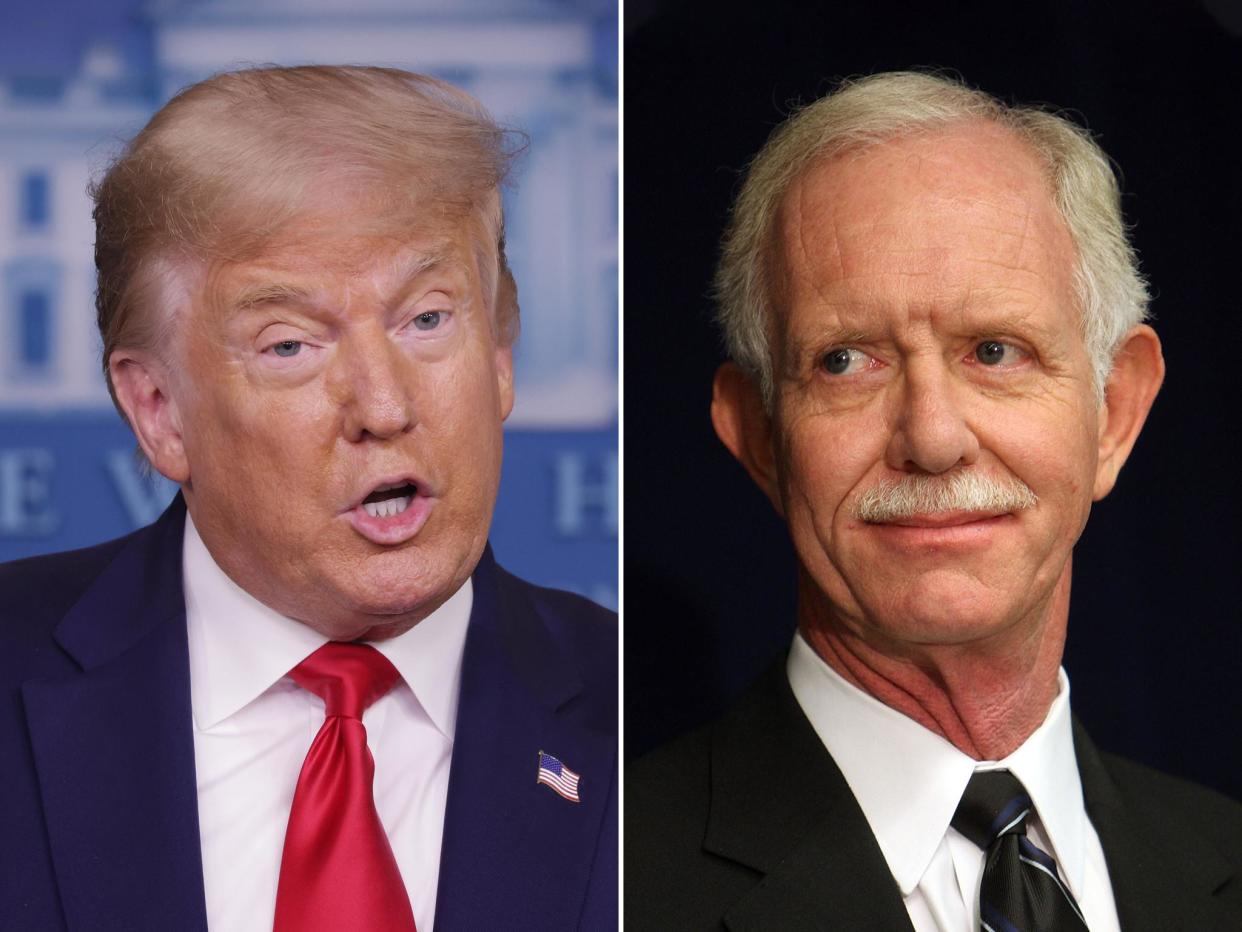 Captain Sully calls out Trump's 'lethal lies and incompetence' in a new political ad. (Getty Images)