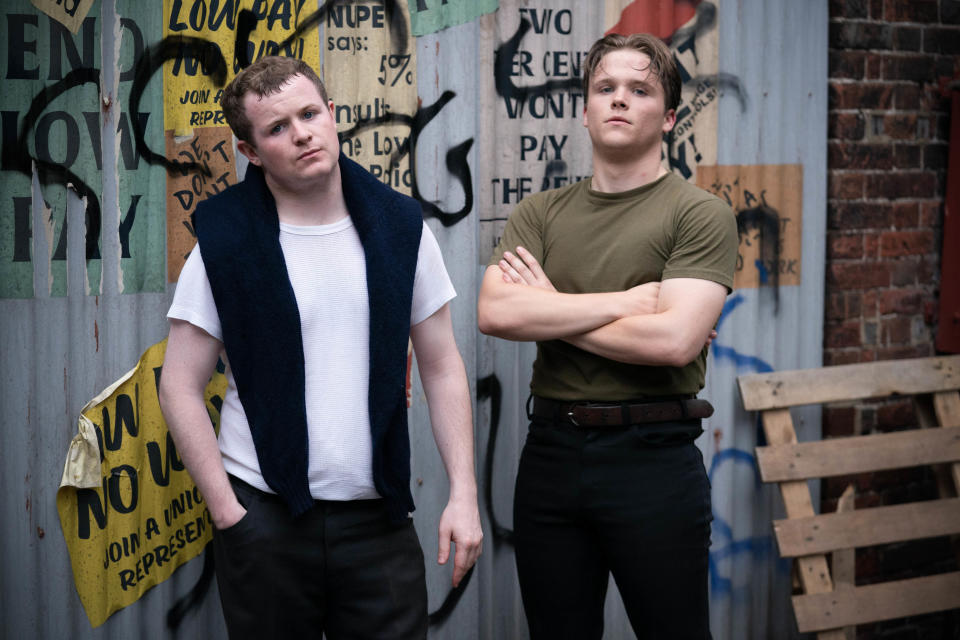 Daniel Delaney and Teddy Jay as the young Phil and Grant Mitchell. (BBC)