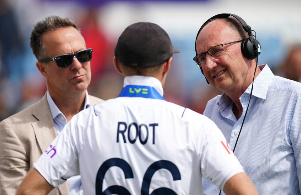 Michael Vaughan, left, on BBC duty (Mike Egerton/PA) (PA Wire)