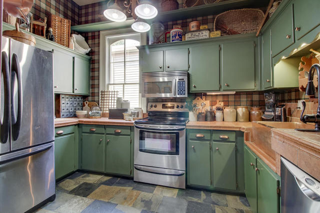 Sage green kitchen with shaker cabinets in a renovated 1880s house,  Minneapolis, Minnesota [2500x1667] : r/RoomPorn