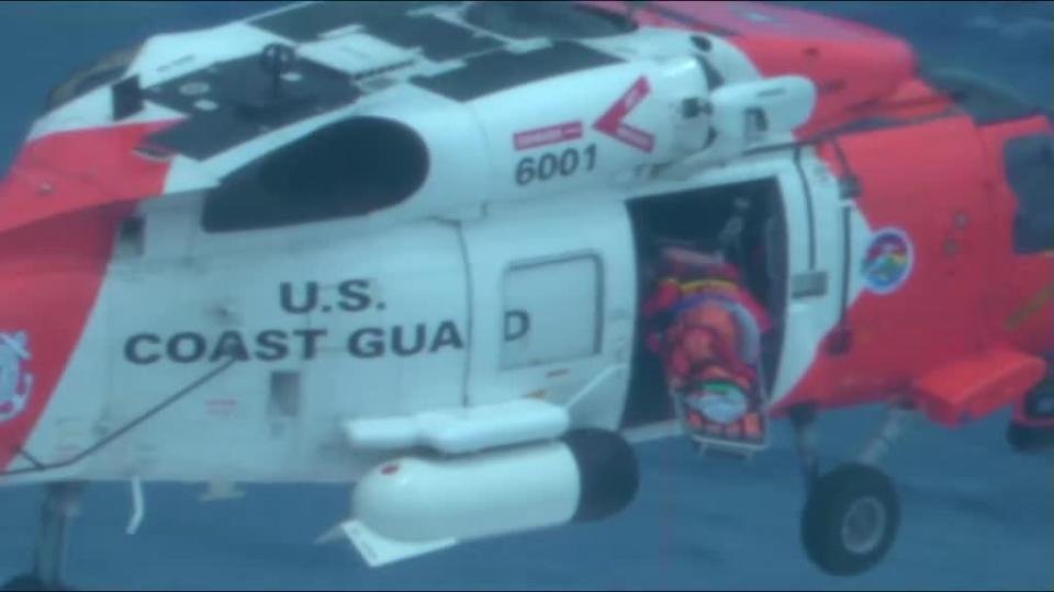 A Coast Guard MH-60T Jayhawk helicopter aircrew from Air Station Borinquen worked with the Disney Fantasy cruise ship crew during the medevac a pregnant woman passenger with health complications, April 15, 2024, approximately 180 miles northwest Puerto Rico. The medevac patient was a 35-year-old, U.S. citizen, who was transported to the ‘Centro Medico’ Hospital in San Juan, Puerto Rico to receive higher level of medical care.