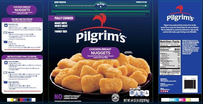 Pilgrim’s Pride Corporation is recalling approximately 59,800 pounds of fully cooked chicken breast nugget products.