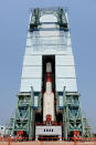 Housed within the support structure, India’s first home-made eye in the sky looks impressively huge.