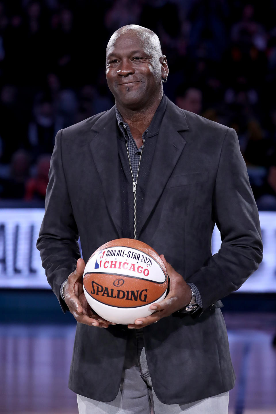 CHARLOTTE, NORTH CAROLINA - FEBRUARY 17:  Michael Jordan, owner of the Charlotte Hornets, takes part in a ceremony honoring the 2020 NBA All-Star game during a break in play as Team LeBron take on Team Giannis in the fourth quarter during the NBA All-Star game as part of the 2019 NBA All-Star Weekend at Spectrum Center on February 17, 2019 in Charlotte, North Carolina. Team LeBron won 178-164. NOTE TO USER: User expressly acknowledges and agrees that, by downloading and/or using this photograph, user is consenting to the terms and conditions of the Getty Images License Agreement.  (Photo by Streeter Lecka/Getty Images)