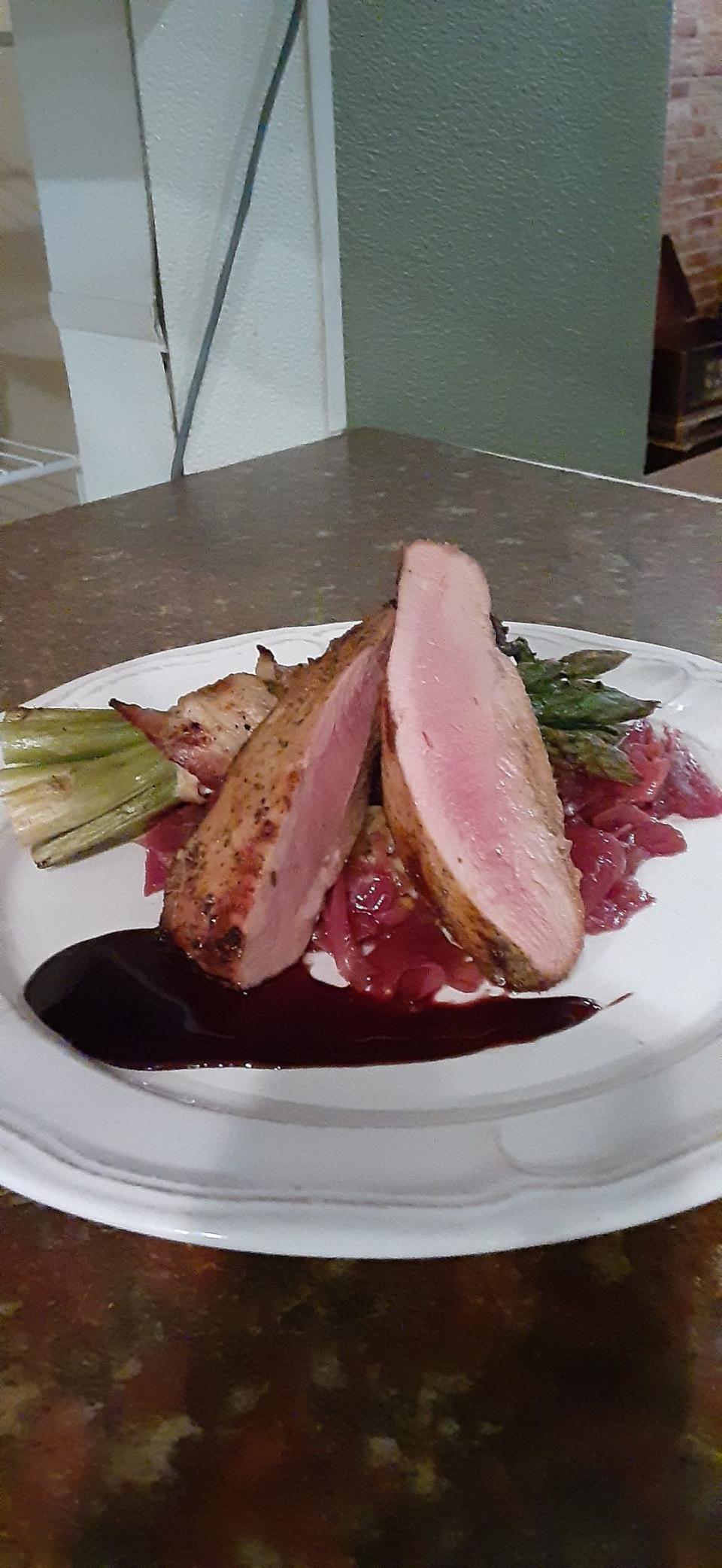 Duck breast at Tyler & Downing’s Eatery in Anamosa.