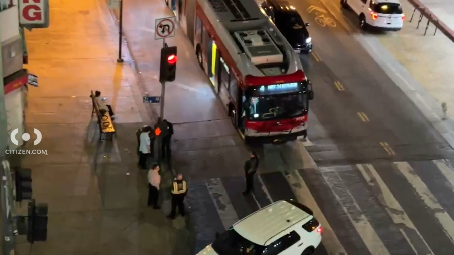 A Metro bus driver was assaulted in downtown Los Angeles early Wednesday, July 17, 2024. (Citizen App)