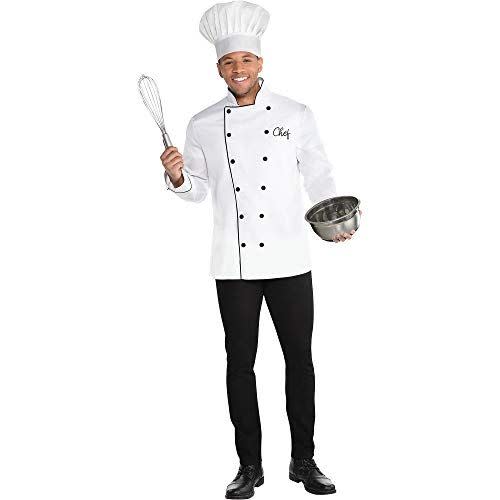 Chef Essentials Halloween Costume - Funny Unisex White Cook Apron & Hat  Uniform