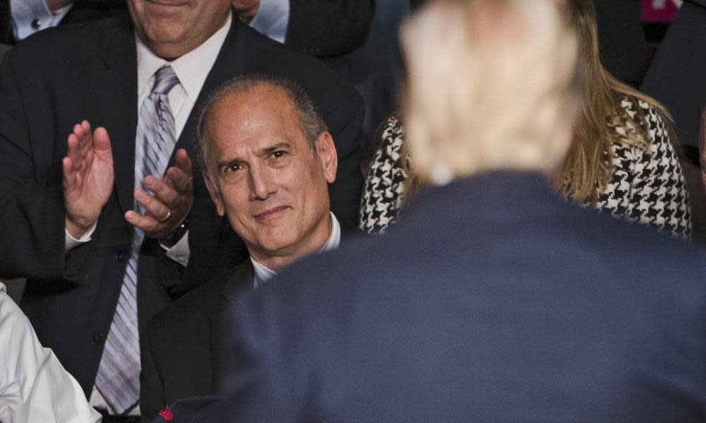 Tom Marino applauds Donald Trump at a rally in Pennsylvania.