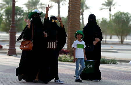 Saudi Arabia women arrive to a rally to celebrate the 87th annual National Day of Saudi Arabia in Riyadh, Saudi Arabia September 23, 2017. REUTERS/Faisal Al Nasser