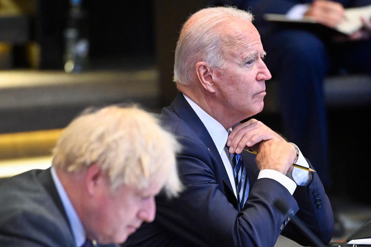 President Joe Biden (right) and Britain's Prime Minister Boris Johnson (left)