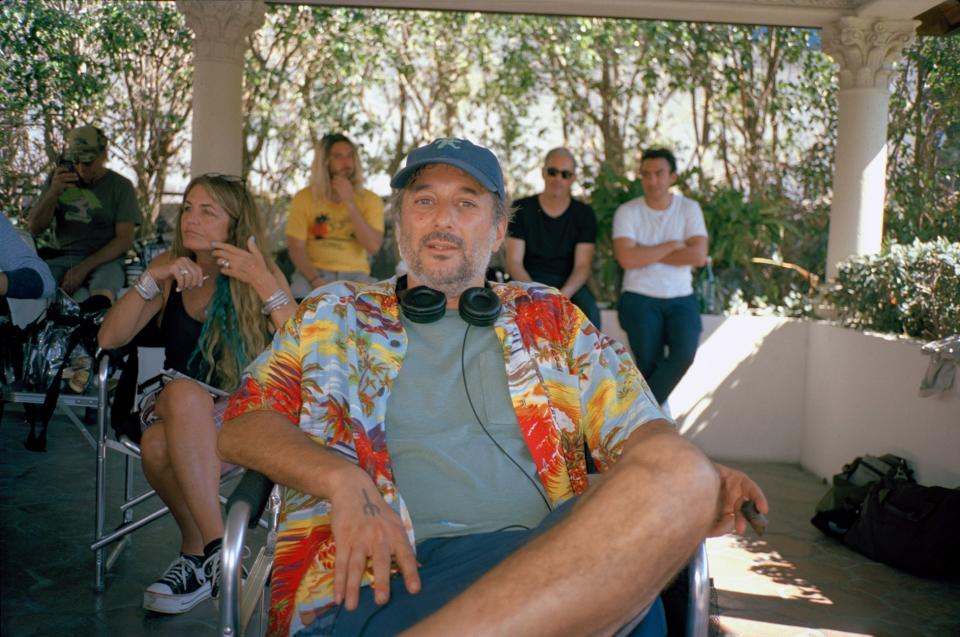 Harmony Korine on set.