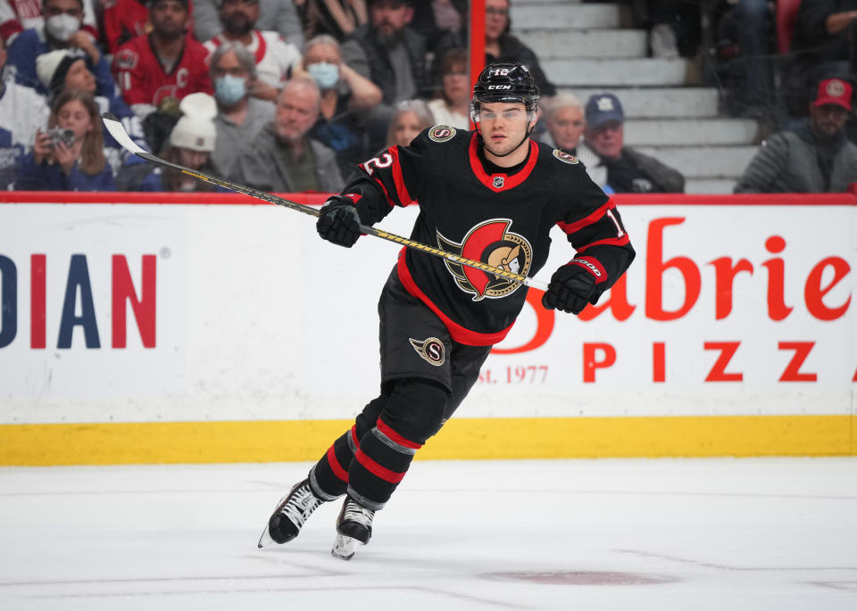 Alex DeBrincat has submitted a list of five NHL teams he would be open to signing a long-term extension with. (Getty Images)