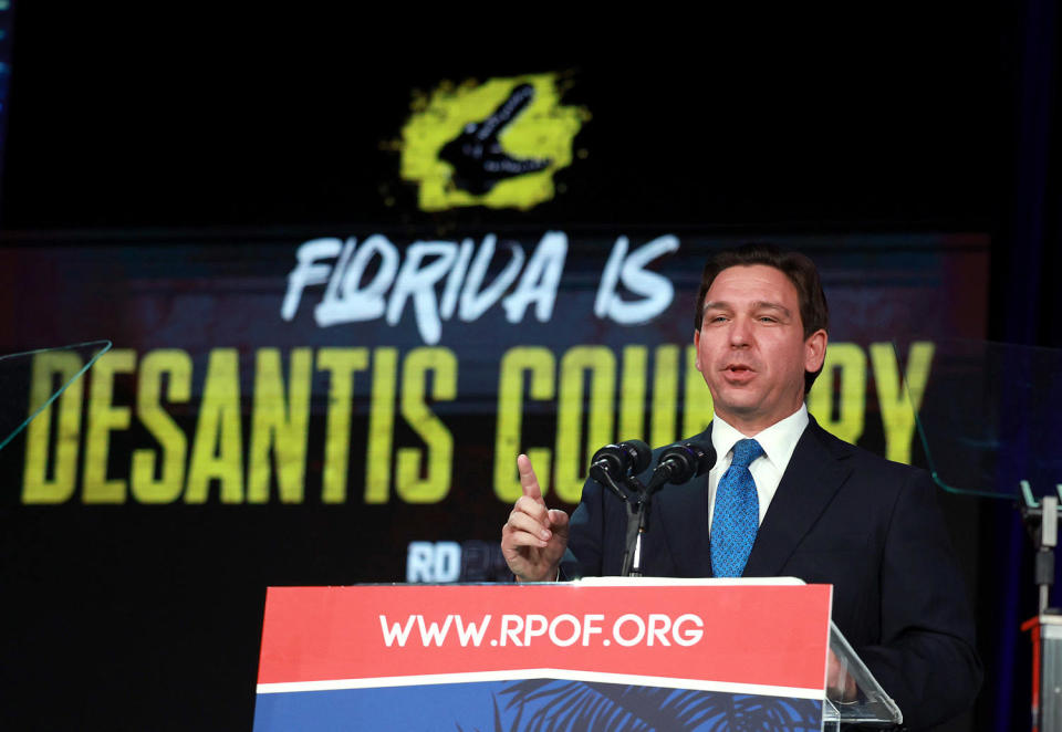 Gov. Ron DeSantis speaks during the Florida Freedom Summit (Joe Raedle / Getty Images)