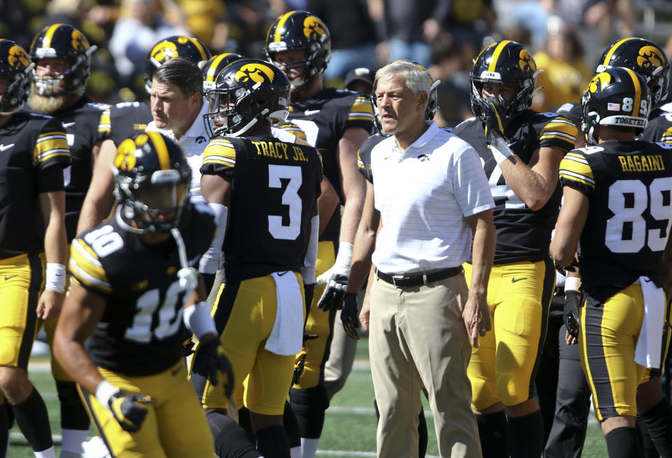 Will Kirk Ferentz and the Iowa Hawkeyes be in the College Football Playoff mix at the end of this season?  (Matthew Holst/Getty Images)