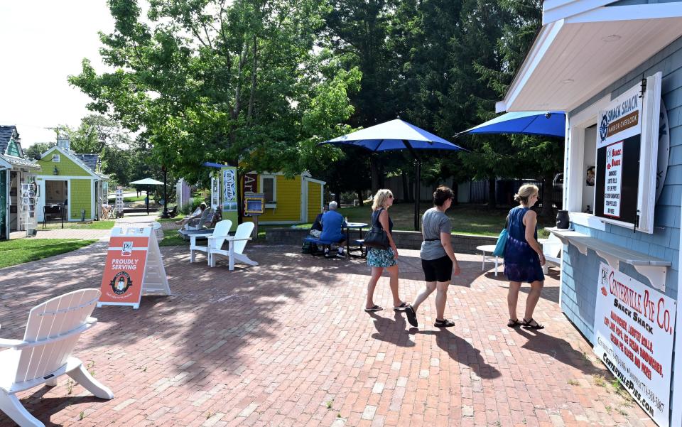 Potential customers approach the Snack Shack operated by Centerville Pie Co. at Hyannis Overlook Park on a Thursday afternoon.