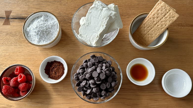 Ingredients for chocolate cheesecake truffles