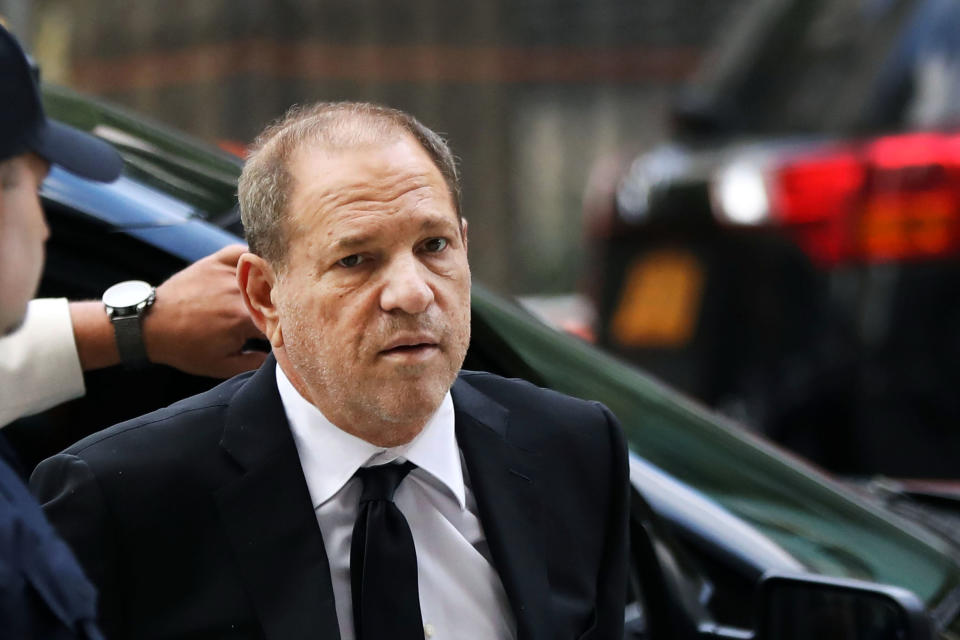 NEW YORK, NEW YORK - AUGUST 26: Harvey Weinstein arrives to court for arraignment over a new indictment for sexual assault on August 26, 2019 in New York City. The new charges against the movie mogul are from an indictment involving the actor Annabella Sciorra. Weinstein has already been charged with a host of other sexual assault charges and with the trial due to start in three weeks prosecutors are likely to request to add Sciorra’s testimony to be included rather than add an additional charge. (Photo by Spencer Platt/Getty Images)