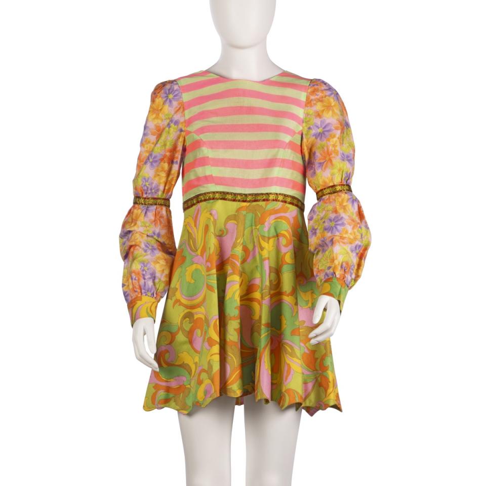 A psychedelic minidress by The Fool, 1967. Lot 11, estimate £1,000 - £1,500 (Christie's)