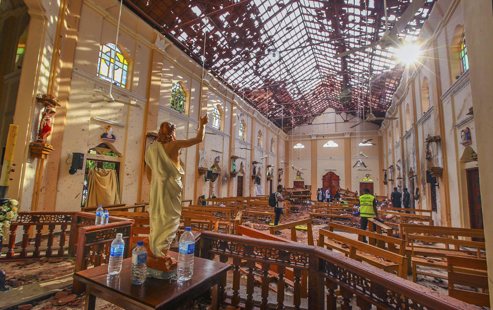 St. Sebastian's Church after it was bombed. Source: AP