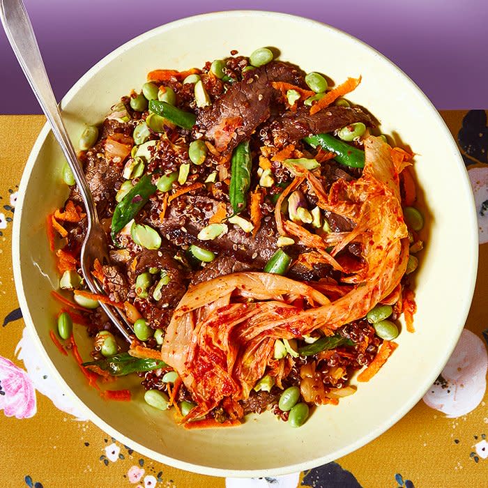 Kimchi Quinoa with Korean Beef Stir-Fry