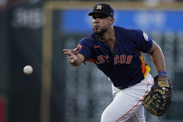 Tampa Bay Rays' Josh Lowe walks off as the Houston Astros