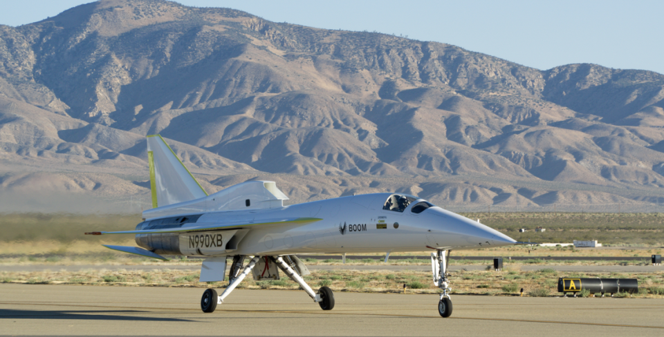 Boom Supersonic’s XB-1 testing aircraft at the Mojava Air and Space Port in California. Boom Supersonic