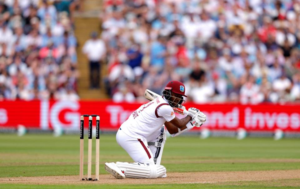 Kraigg Brathwaite goes down