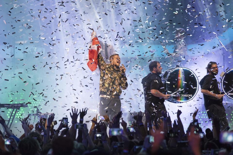 <p>„Keine Worte, so untröstlich. Ruhe in Frieden“, twitterte die Band Imagine Dragons. (Bild: AP Photo) </p>