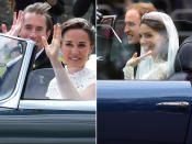 <p>Pippa and Kate both had the same exit strategy — leaving their weddings in vintage sports cars driven by their new husbands!</p>