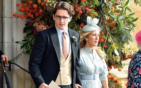 Ellie at Princess Eugenie’s wedding with her fiancé, Caspar Jopling, last year - Credit: getty images