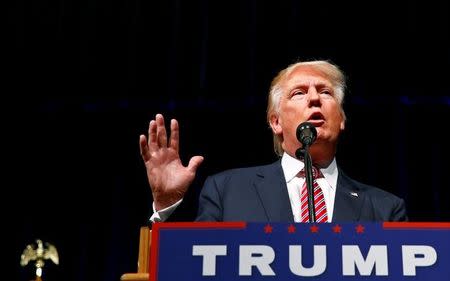 Republican U.S. Presidential nominee Donald Trump attends a campaign event at Briar Woods High School in Ashburn, Virginia, U.S., August 2, 2016. REUTERS/Eric Thayer