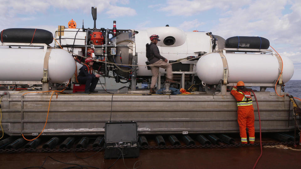 OceanGate's submersible will take travelers down to observe the wreck of the Titanic.   / Credit: CBS News