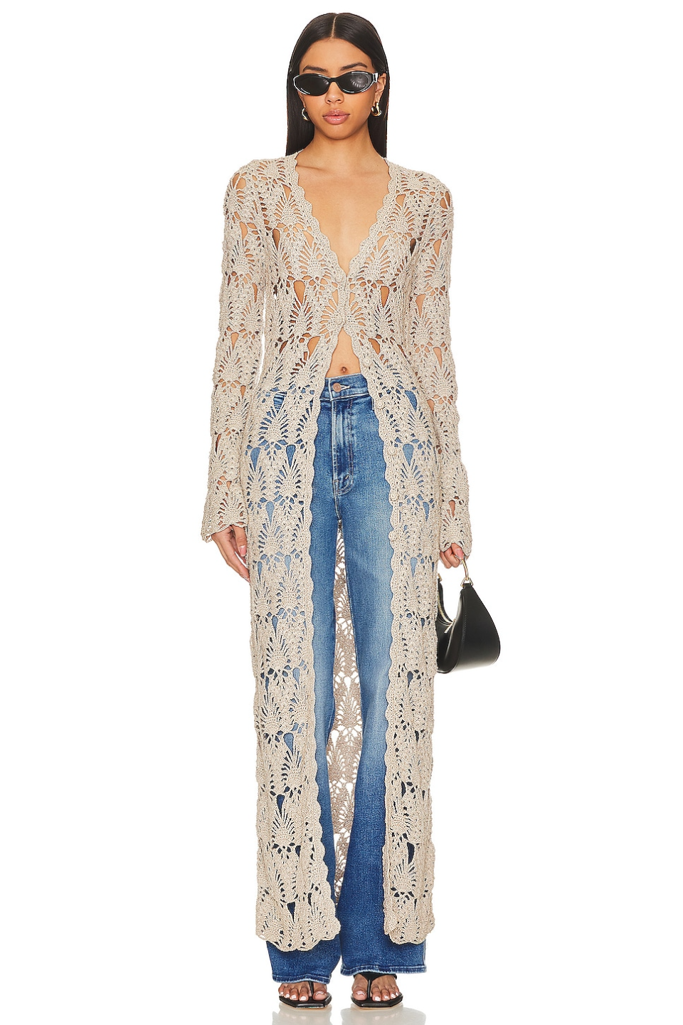 Tularosa Aver Crochet Maxi Cardigan Revolve