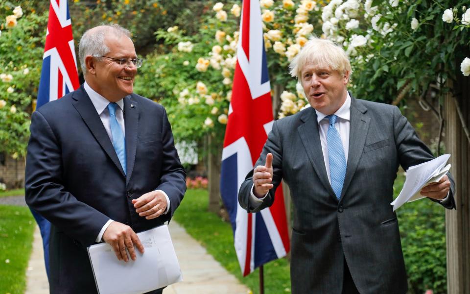 Scott Morrison and Boris Johnson