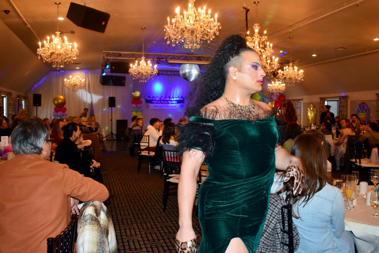 Veela Peculiar, a Hudson Valley-based drag queen, performs at the "Love is Love" brunch honoring former Mayor Jason West on Sunday, Feb. 25, at Novella's in New Paltz.