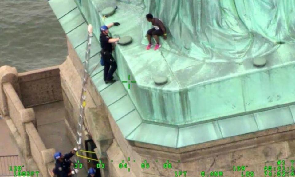 Okoumou, an activist, climbed the Statue of Liberty on 4 July.