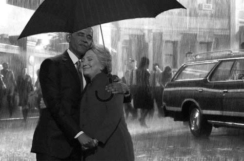 Come what may: Obama would obviously never allow his possible successor in the rain (Bild-Copyright: Reddit/lukalucasluka)