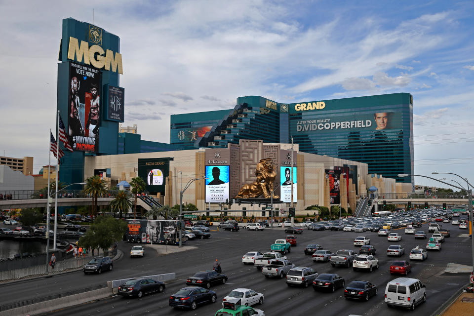 A view of the MGM Grand hotel and casino in Las Vegas. On Thursday, Yahoo Sportsbook powered by BetMGM will launch. (Mark J. Rebilas-USA TODAY Sports/Getty Images)