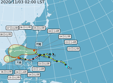 颱風預測路徑。（圖／中央氣象局）