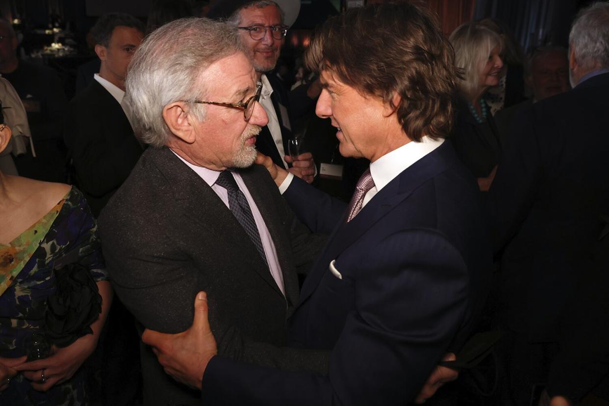 Steven Spielberg, left, and Tom Cruise attend the 95th Academy Awards Nominees Luncheon