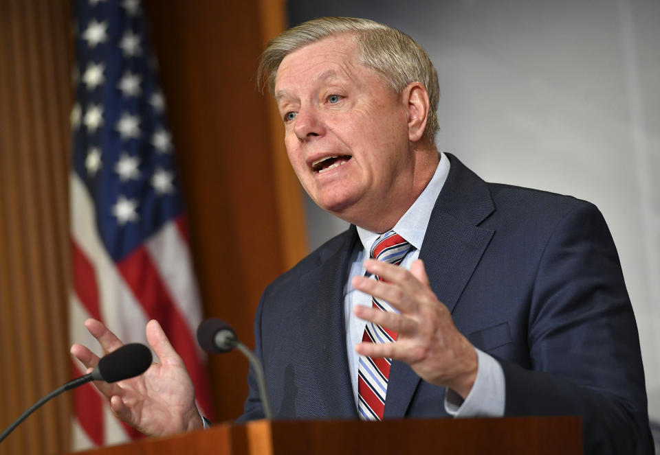 Senate Judiciary Committee Chairman Lindsey Graham, R-S.C., speaks during a press conference on U.S. Attorney General William Barr's summary of the Mueller report at the U.S. Capitol in Washington, D.C., on March 25, 2019. (Photo: Mandel Ngan/AFP/Getty Images)