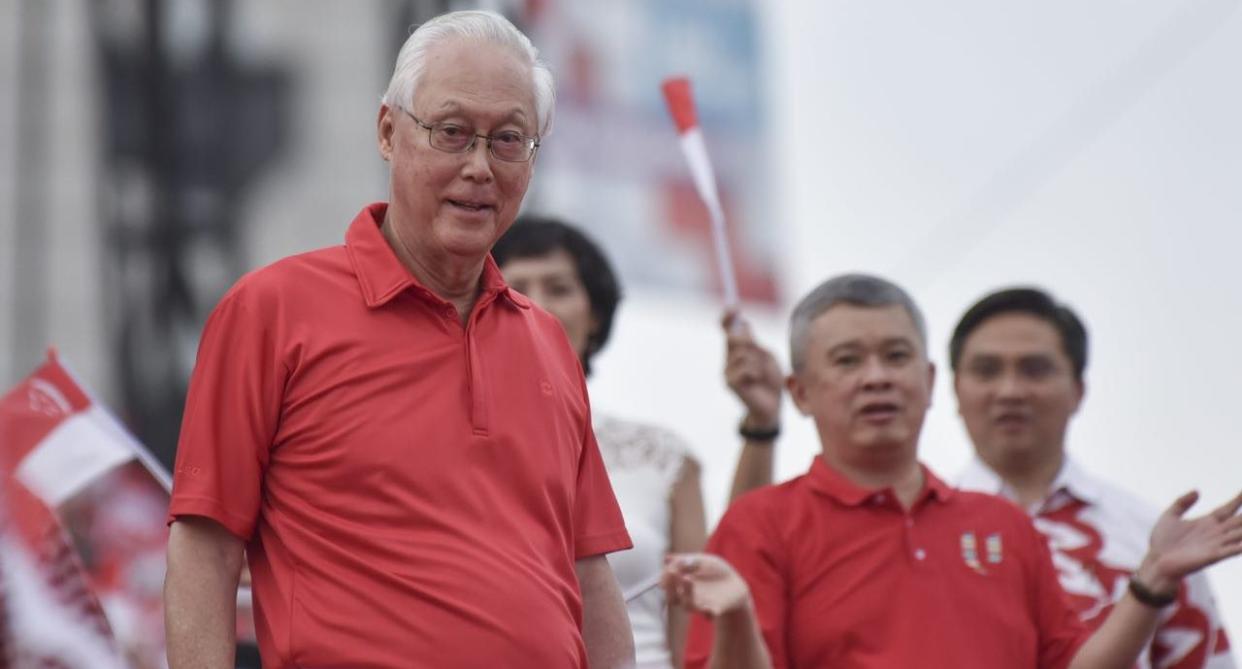 Emeritus Senior Minister Goh Chok Tong attending the 2018 National Day Parade. PHOTO: Yahoo News Singapore