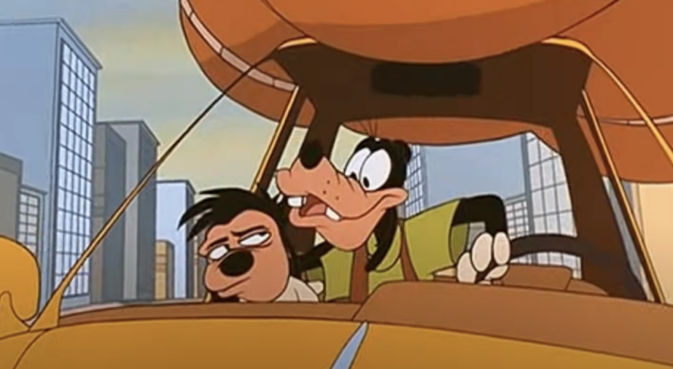 Goofy and Max in the car