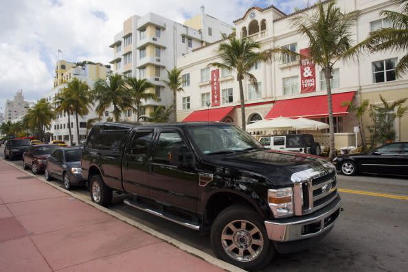 ford pickup truck, ocean drive, miami, florida