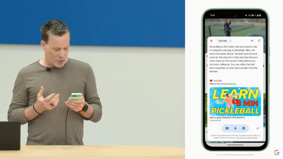 Google engineer using Gemini to ask a question about Pickelball