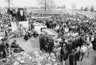 <p>Mourners at the South View Cemetery in Atlanta. (Photo: Henry Griffin/AP) </p>