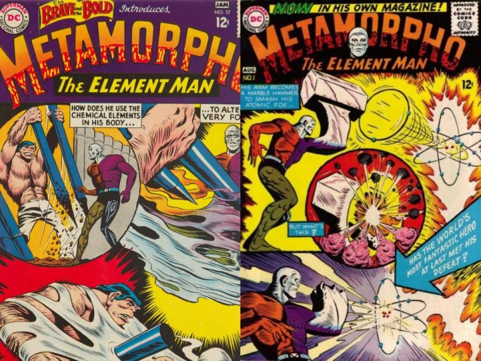 Metamorpho's first appearance in Brave and the Bold #57, and Metamorpho #1, both from 1965.