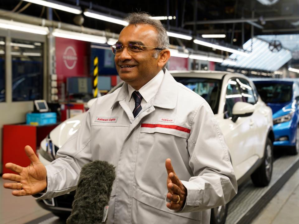 Nissan’s chief operating officer Ashwani Gupta talks to the media in Sunderland after announcing the Japanese car giant’s new venture (Owen Humphreys/PA)