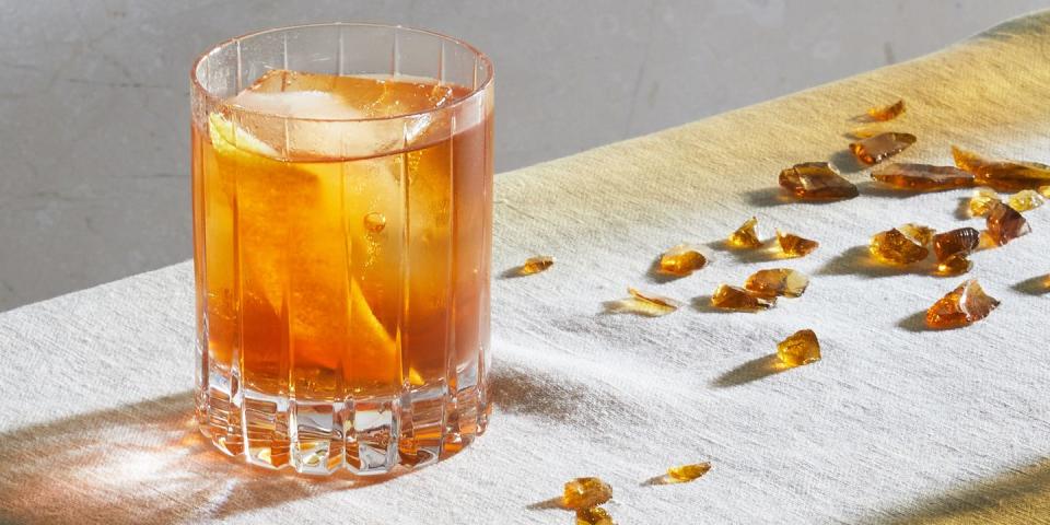 veranda 2024 color of the year electric amber old fashioned cocktail